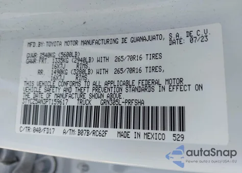 2023 Toyota Tacoma Trd Off Road из США, поврежденный, VIN 3TYCZ5AN3PT159617